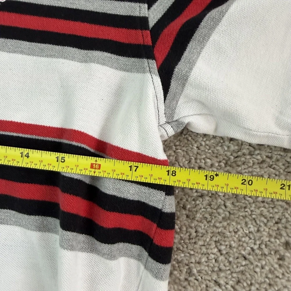 Y2K Southpole Polo Shirt Mens Large White Stripe Short Sleeve Cotton Blend